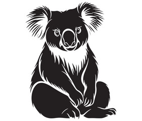 Silhouette cartoon koala on isolated background vector illustration 