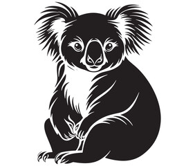 Silhouette cartoon koala on isolated background vector illustration 