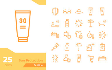 Sun Protection Outline Icons