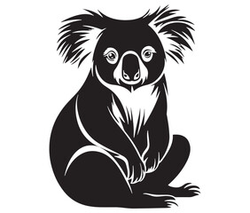 Silhouette cartoon koala on isolated background vector illustration 