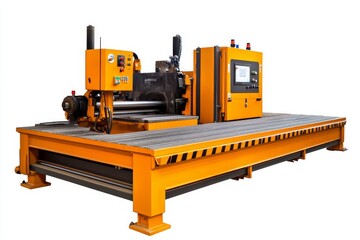 Obraz premium Industrial Welding Machine for Manufacturing and Fabrication, used in heavy industry, metal working, construction and engineering. It features a powerful motor, a control panel and a durable work sur