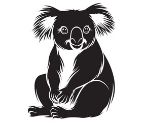 Silhouette cartoon koala on isolated background vector illustration 