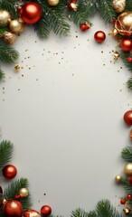christmas background with branches and balls