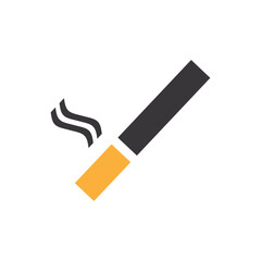 Minimalist Icon of Cigarette with Smoke Rising. Simple illustration of a cigarette with rising smoke, symbolizing smoking and tobacco use. Ideal for health and lifestyle topics.