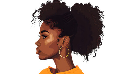 Modern Vector Icon of Afro American Person for Social Media Avatar , Transparent Background