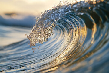 Dynamic Close-Up of a Single Wave About to Break