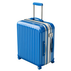 A suitcase with wheels and a handle on transparent and white background. PNG cutout.
