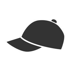 Silhouette of a Simple Baseball Cap Icon. Black silhouette of a baseball cap in a minimalist style. Ideal for branding, design, and fashion-related projects.