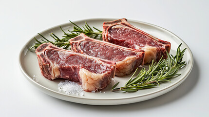 Fototapeta premium fresh steak on the plate on a white background