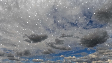 cute snowy weather on clouds on sky bg - photo of nature