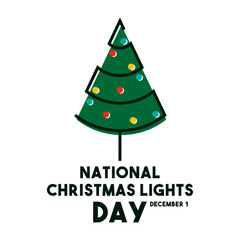 National Christmas Lights Day. December 1. Abstract Christmas tree. Flat design vector.