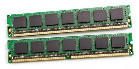 Close up of two matching RAM sticks for computer, technology, computer hardware