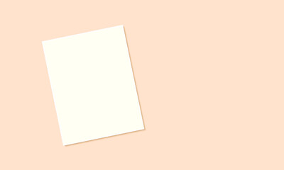 blank paper on beige background, mock up template. blank page paper. pink copy space for text background. social media post story. Digital marketing background. cover design, invitation card, Header 
