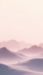 Minimalist Mountain Landscape in Soft Pastels for Phone Wallpaper.