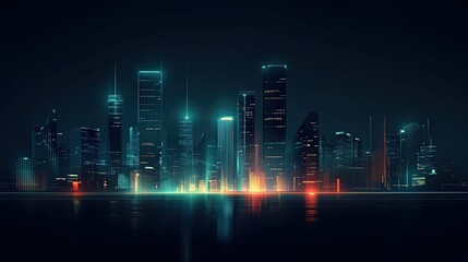 Abstract City Skyline with Neon Lights