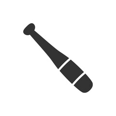 Black and White Baseball Bat Icon Design. black and white icon featuring a baseball bat, perfect for sports-themed graphics or digital designs.