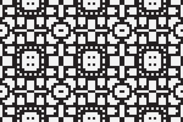 Vector monochrome ornamental pattern in ethnic style. Traditional folk motif. Abstract geometric seamless texture with floral shapes, grid,