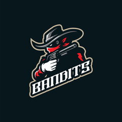 Bandits mascot logo design vector with modern illustration concept style for badge, emblem and t shirt printing. Bandits illustration with guns in hand.