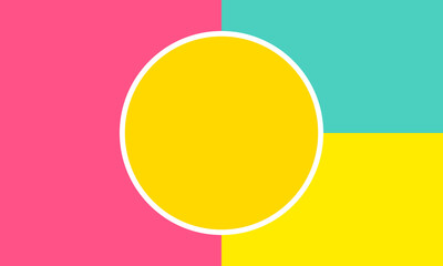 Advertising Poster Designs. Horizontal banner paper colored with blue, yellow and pink background. blank circular sign boards with general standard sizes. sale banner promotion. fashionable backdrop

