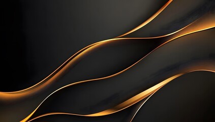 Black background with golden waves, elegant and sophisticated,