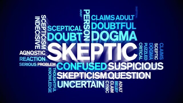 Skeptic animated word cloud;text design animation tag kinetic typography seamless loop.