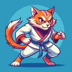 Karate cat isolated on dynamic and vibrant vector illustration