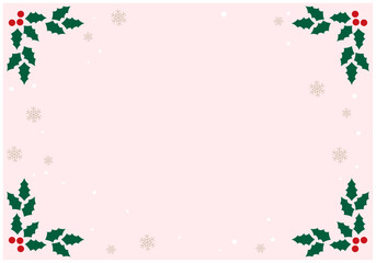 クリスマス背景ヒイラギフレーム16の4