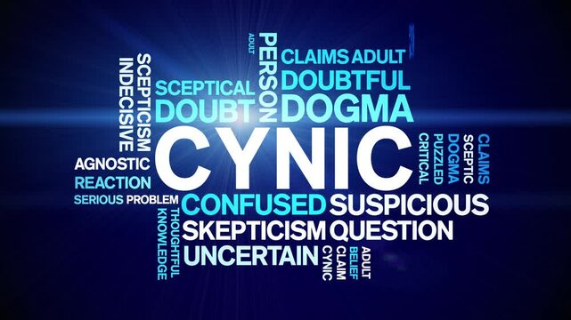 Cynic animated word cloud;text design animation tag kinetic typography seamless loop.