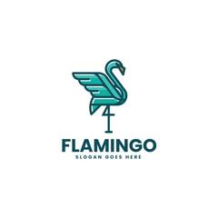 Vector Logo Illustration Flamingo Simple Mascot Style