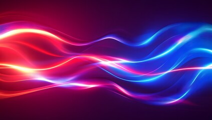 Blue and red neon light background with glowing lines illustration. banner, or cover on a dark purple backdrop. 
