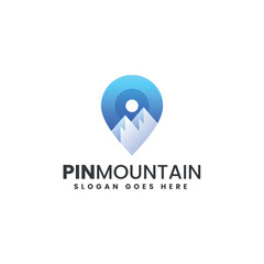 Vector Logo Illustration Pin Mountain Gradient Colorful Style