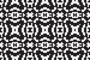 Vector monochrome pixel background. Abstract seamless pattern with small random scattered squares, rectangles, tiny dots. Black and white minimal