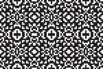 Vector monochrome pixel background. Abstract seamless pattern with small random scattered squares, rectangles, tiny dots. Black and white minimal