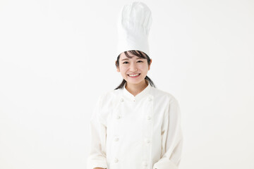 コックコートを着た女性