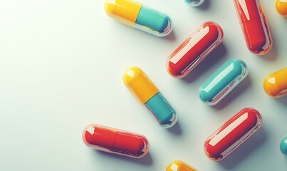 Colorful Pills on White Background