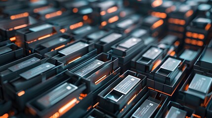 A sophisticated, layered storage system with files organized in a complex, visually engaging structure, featuring different file system types like NTFS, ext4, and FAT32