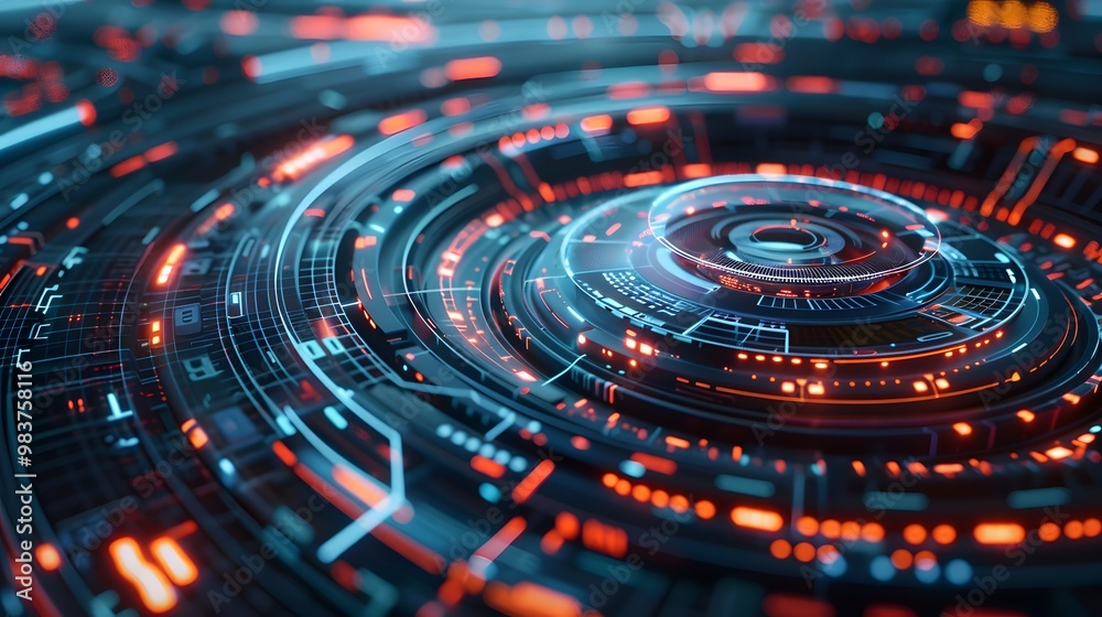 Poster an abstract representation of a futuristic control center with visualizations of different schedulin