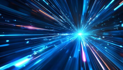 Blue light speed background with a blur effect background.