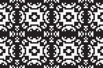 Vector monochrome pixel background. Abstract seamless pattern with small random scattered squares, rectangles, tiny dots. Black and white minimal