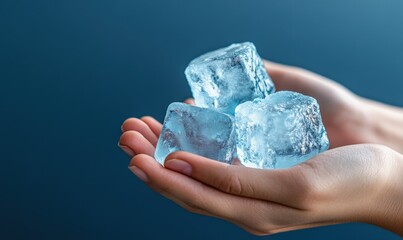 Ice Cubes in Hand.