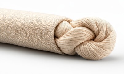 Beige Fabric Roll with Knotted End.