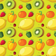 Colorful Fruit and Vegetable Pattern