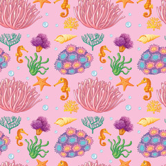 Colorful Underwater Marine Life Pattern