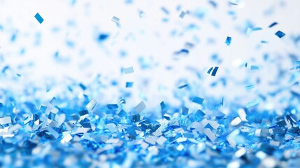 Abstract shiny background with blue glitter. Scattered confetti sparkles with light blue pastel...