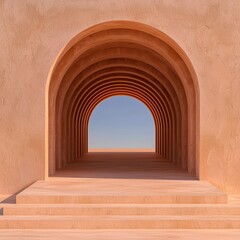 Serene Archway with Soft Color Palette and Minimalist Design