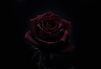 Single Red Rose in Darkness