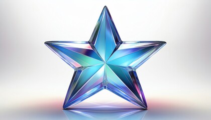 Obraz premium A shiny, colorful star shaped object that reflects light with vibrant hues, set against a gradient background.