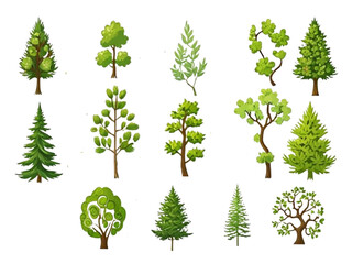 A set of forest symbol, shiloutted,  isolated on white background