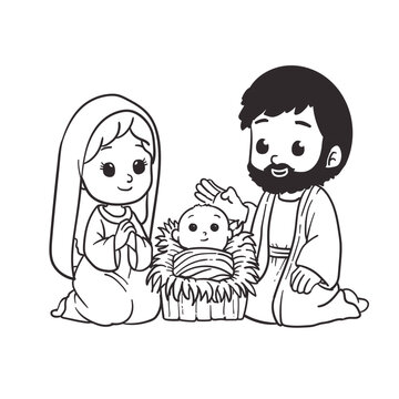 recommend clip art: Nativity scene with baby Jesus for coloring book
                    