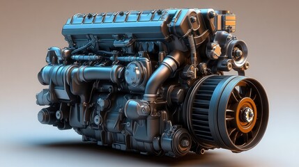 Fototapeta premium Detailed engine model showcasing mechanical components and design.